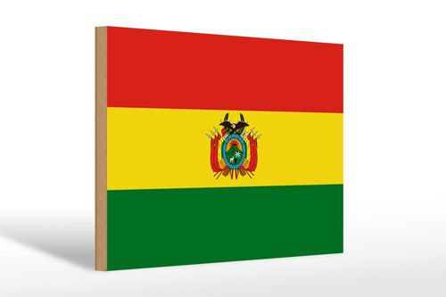 Holzschild Flagge Boliviens 30x20cm Flag of Bolivia