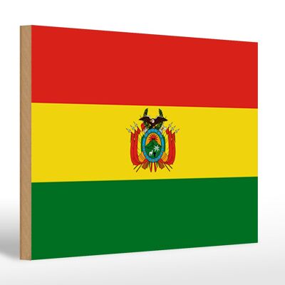 Letrero de madera Bandera de Bolivia 30x20cm Bandera de Bolivia