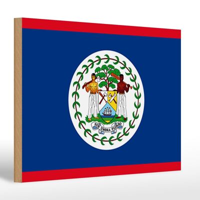 Letrero de madera bandera de Belice 30x20cm Bandera de Belice