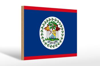 Panneau en bois drapeau du Belize 30x20cm Drapeau du Belize 1