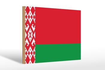 Panneau en bois drapeau Biélorussie 30x20cm Drapeau de la Biélorussie 1