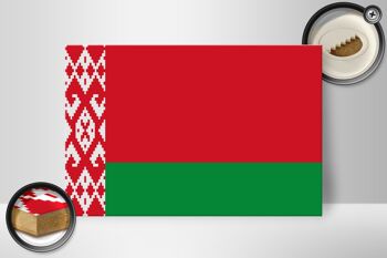 Panneau en bois drapeau Biélorussie 30x20cm Drapeau de la Biélorussie 2