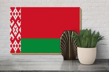 Panneau en bois drapeau Biélorussie 30x20cm Drapeau de la Biélorussie 3