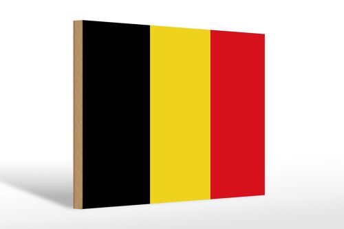 Holzschild Flagge Belgiens 30x20cm Flag of Belgium