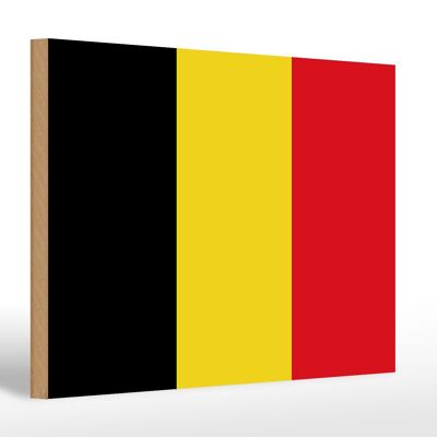 Holzschild Flagge Belgiens 30x20cm Flag of Belgium