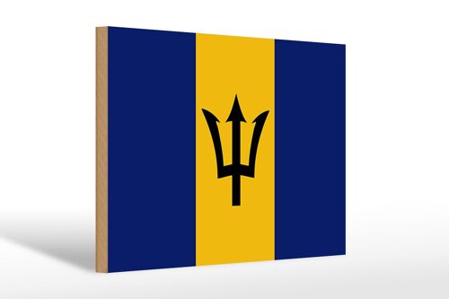 Holzschild Flagge Barbados 30x20cm Flag of Barbados