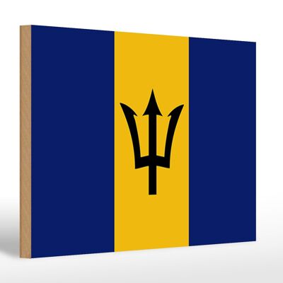 Letrero de madera Bandera de Barbados 30x20cm Bandera de Barbados