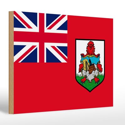 Letrero de madera Bandera de Bermudas 30x20cm Bandera de Bermudas