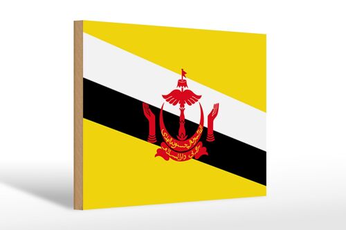 Holzschild Flagge Bruneis 30x20cm Flag of Brunei