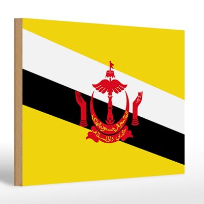 Letrero de madera bandera de Brunei 30x20cm Bandera de Brunei