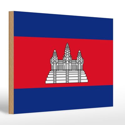 Holzschild Flagge Kambodschas 30x20cm Flag of Cambodia