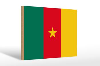 Panneau en bois drapeau du Cameroun 30x20cm Drapeau du Cameroun 1