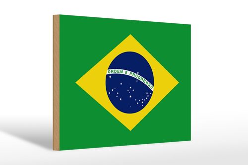 Holzschild Flagge Brasiliens 30x20cm Flag of Brazil