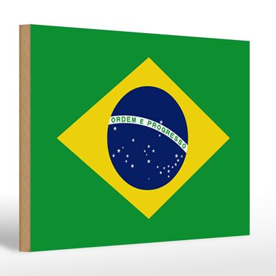 Holzschild Flagge Brasiliens 30x20cm Flag of Brazil