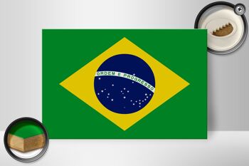 Panneau en bois drapeau du Brésil 30x20cm Drapeau du Brésil 2