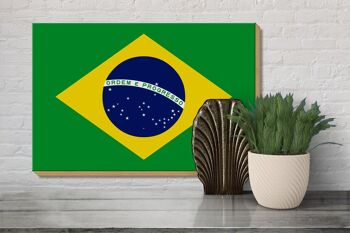 Panneau en bois drapeau du Brésil 30x20cm Drapeau du Brésil 3