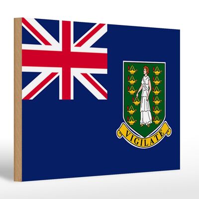 Letrero de madera bandera Islas Vírgenes Británicas 30x20cm bandera