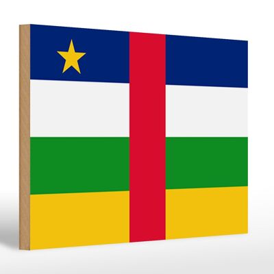 Letrero de madera bandera República Centroafricana 30x20cm