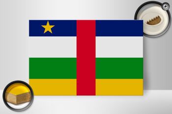 Panneau en bois drapeau République Centrafricaine 30x20cm 2