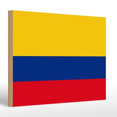 Holzschild Flagge Kolumbiens 30x20cm Flag of Colombia