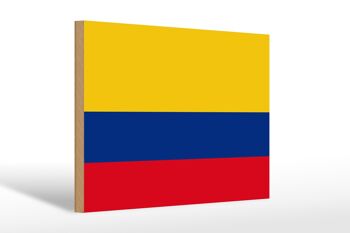 Panneau en bois drapeau de la Colombie 30x20cm Drapeau de la Colombie 1