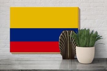 Panneau en bois drapeau de la Colombie 30x20cm Drapeau de la Colombie 3