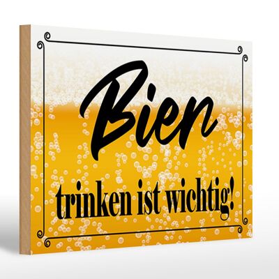 Holzschild Spruch 30x20cm Bier trinken ist wichtig!