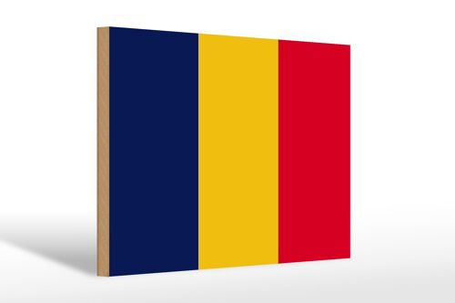 Holzschild Flagge des Tschad 30x20cm Flag of Chad