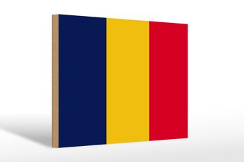 Panneau en bois drapeau du Tchad 30x20cm Drapeau du Tchad 1