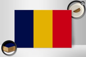 Panneau en bois drapeau du Tchad 30x20cm Drapeau du Tchad 2