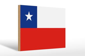 Panneau en bois drapeau du Chili 30x20cm Drapeau du Chili 1
