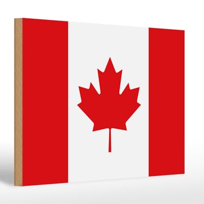 Panneau en bois drapeau du Canada 30x20cm Drapeau du Canada