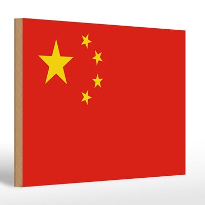 Cartello in legno bandiera Cina 30x20cm Bandiera della Cina
