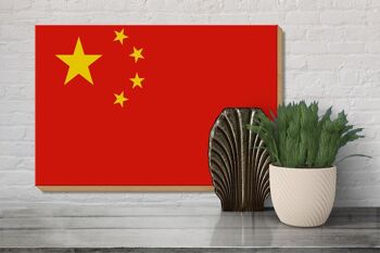 Panneau en bois drapeau Chine 30x20cm Drapeau de Chine 3