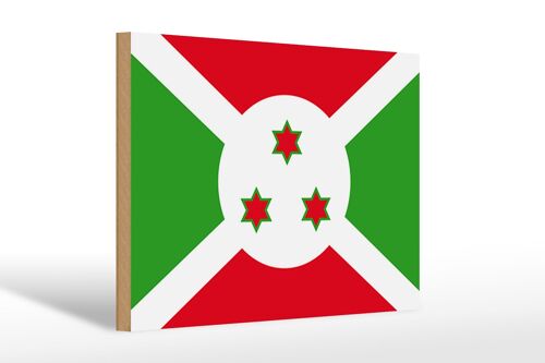 Holzschild Flagge Burundis 30x20cm Flag of Burundi