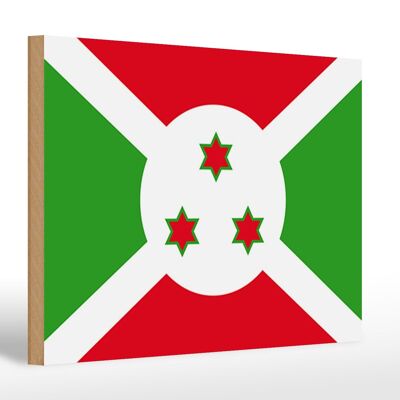 Panneau en bois drapeau du Burundi 30x20cm Drapeau du Burundi