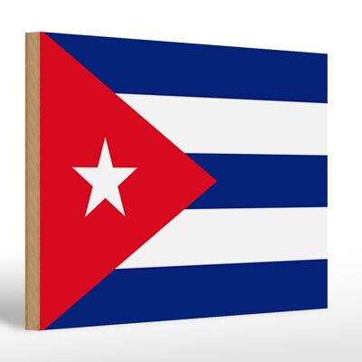 Panneau en bois drapeau de Cuba 30x20cm Drapeau de Cuba