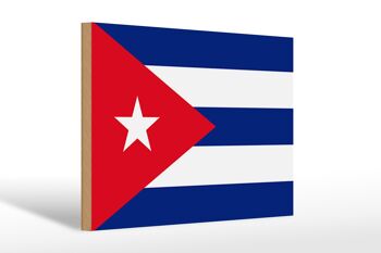 Panneau en bois drapeau de Cuba 30x20cm Drapeau de Cuba 1