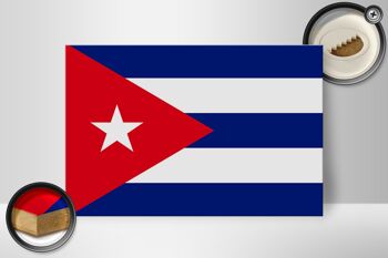 Panneau en bois drapeau de Cuba 30x20cm Drapeau de Cuba 2