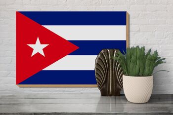 Panneau en bois drapeau de Cuba 30x20cm Drapeau de Cuba 3