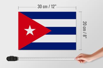 Panneau en bois drapeau de Cuba 30x20cm Drapeau de Cuba 4