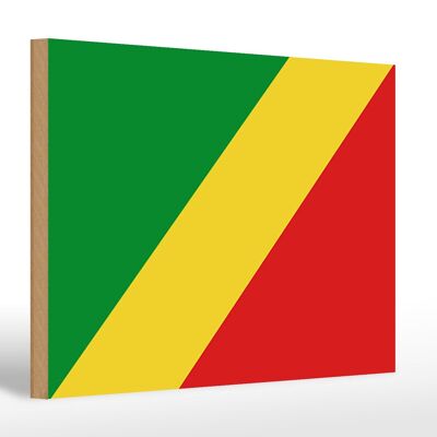 Holzschild Flagge Kongo 30x20cm Flag of the Congo