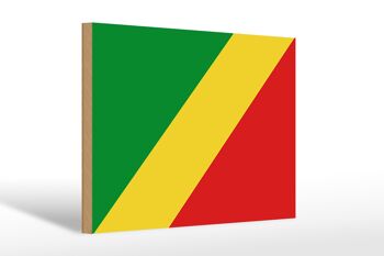 Panneau en bois drapeau Congo 30x20cm Drapeau du Congo 1