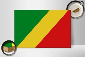 Panneau en bois drapeau Congo 30x20cm Drapeau du Congo 2