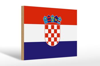 Panneau en bois drapeau de la Croatie 30x20cm Drapeau de la Croatie 1
