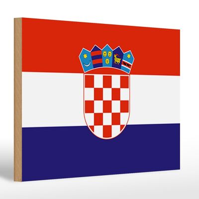 Panneau en bois drapeau de la Croatie 30x20cm Drapeau de la Croatie