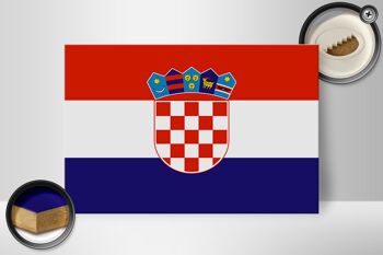 Panneau en bois drapeau de la Croatie 30x20cm Drapeau de la Croatie 2