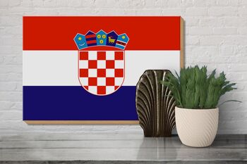Panneau en bois drapeau de la Croatie 30x20cm Drapeau de la Croatie 3