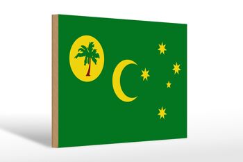 Panneau en bois drapeau Îles Cocos 30x20cm Drapeau Îles Cocos 1