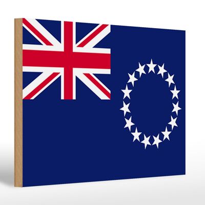 Wooden sign flag Cook Islands 30x20cm Flag of Cook Islands